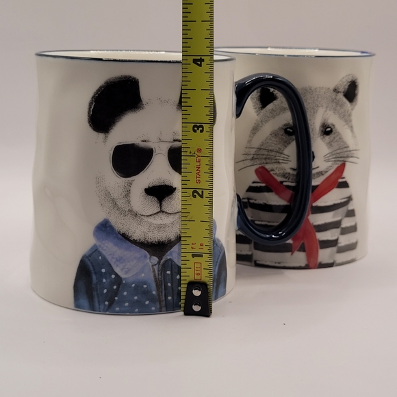 Signature Hipster Animal Mug Set of 2 Panda Raccoon - Picture 6 of 7
